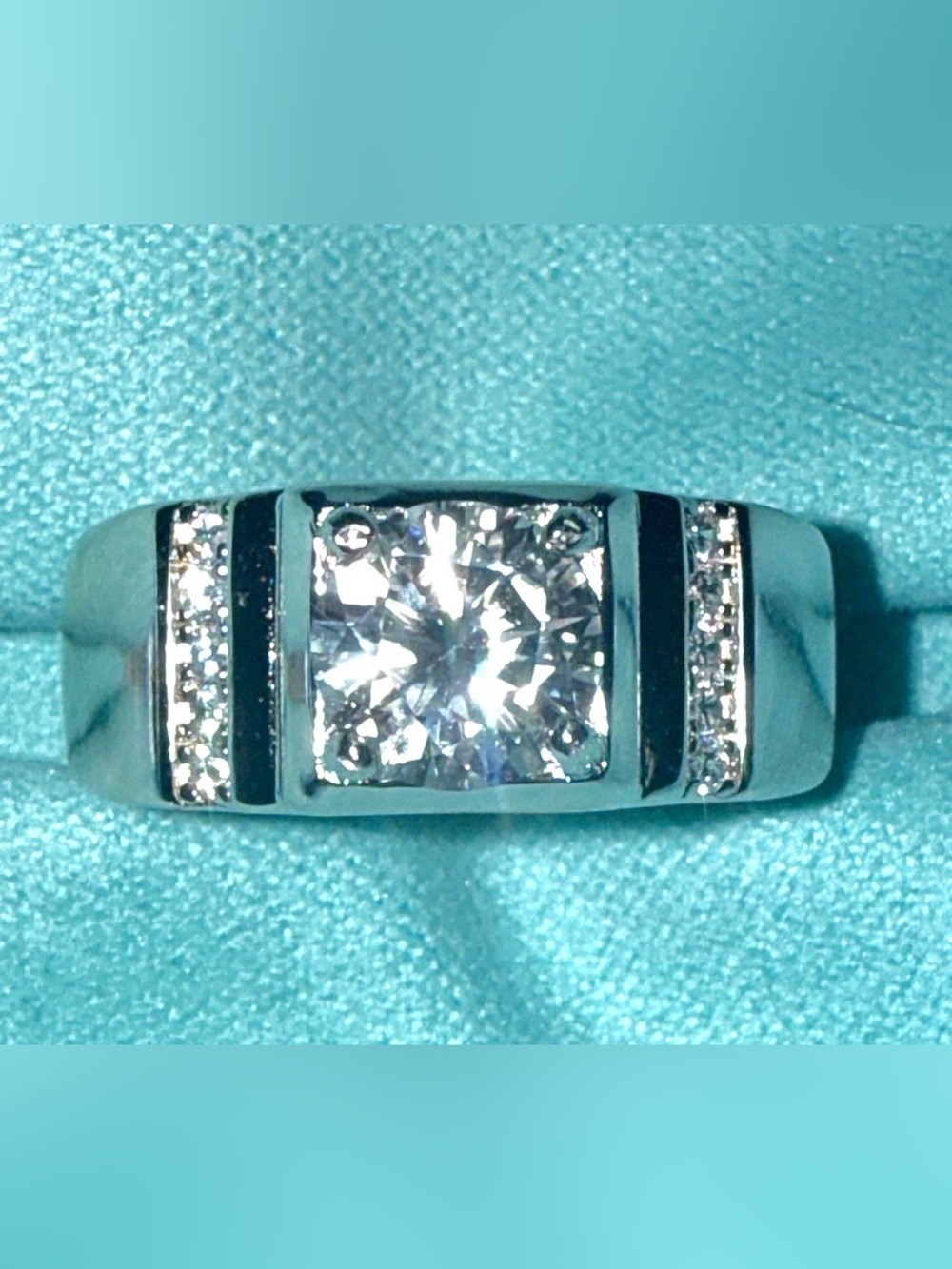Men’s GRA CERTIFIED MOISSANITE DIAMOND 1 CT 925 Sterling Silver NEW sz 10